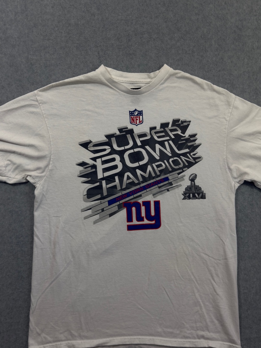 NFL New York Giants Super Bowl XLVI Champions White T-Shirt Size XL